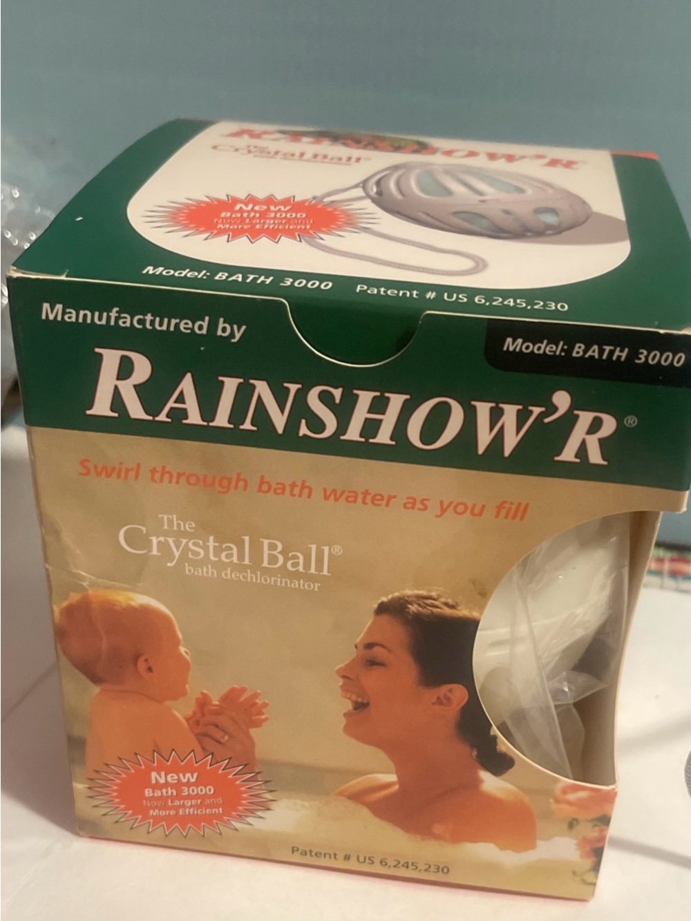 Rainshow'r The Crystal Ball Bath Dechlorinator - Green/Tan Box
